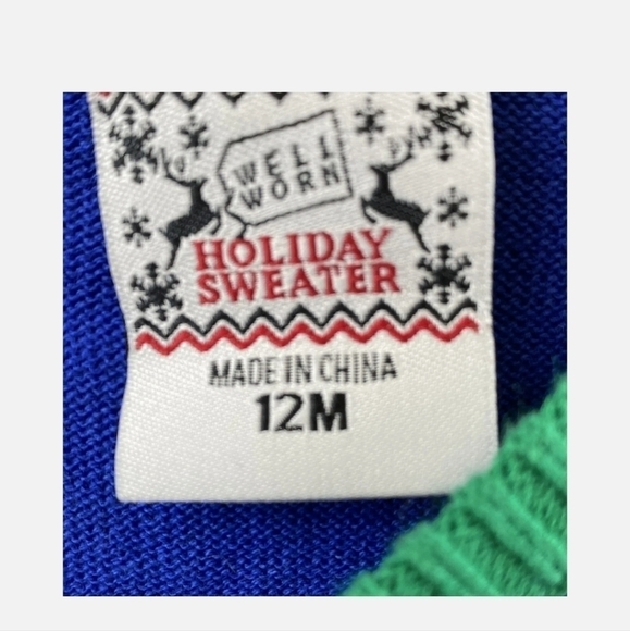 NWT Well Worn Holiday Sweater Ugly Christmas Tree Pom Poms Unisex 12M Infant New - Picture 4 of 6